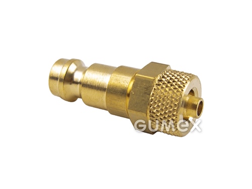 MINI Nippel, DN5, für Schlauch 4x6mm mit Überwurfmutter, 35bar, -20°C/+100°C, Messing, 